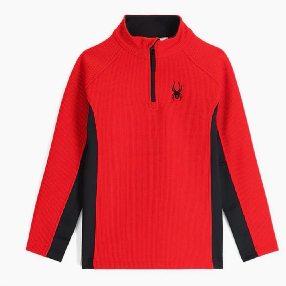 Spyder Boys Outbound Red and Black Fleece 1/2 Zip Pullover